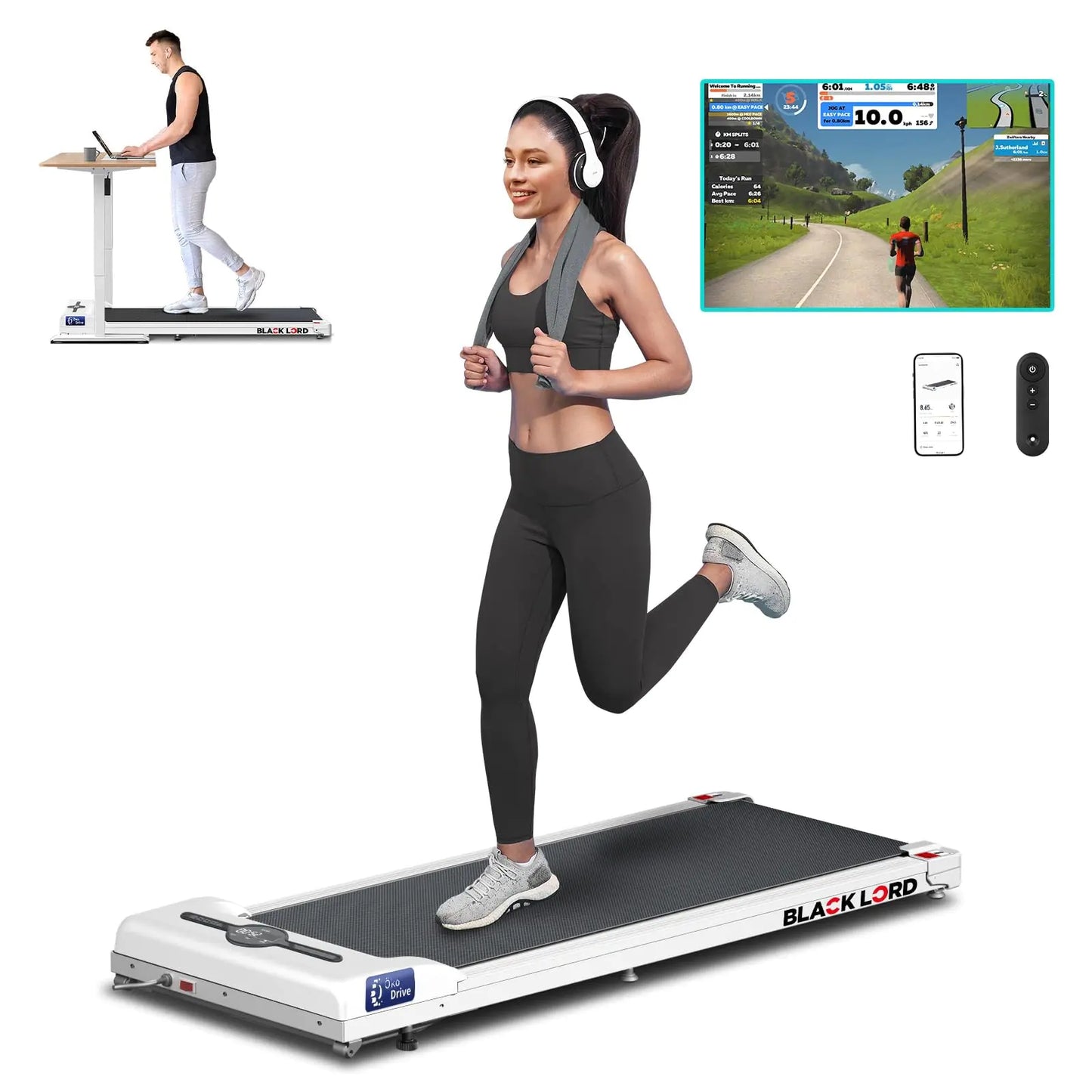 BLACK LORD Walking Pad Small Under Desk Treadmills for Home